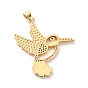 Brass Micro Pave Clear Cubic Zirconia Pendants, with Enamel, Long-Lasting Plated, Real 18K Gold Plated, Bird