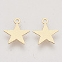 Brass Pendants, Etched Metal Embellishments, Long-Lasting Plated, Star, Blank Stamping Tag