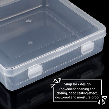 Polypropylene(PP) Bead Storage Containers Box, with Hinged Lid, for Storage of Small Items, Crafts, Jewelry, Square