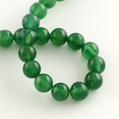 Round Natural Green Onyx Agate Beads Strands, Dyed