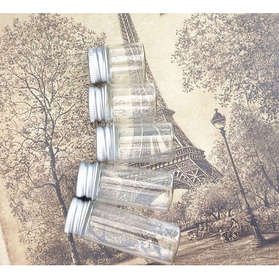 Tubos vacíos de almacenamiento de cuentas de vidrio, con tapa de aluminio con tornillo platinado y tapón de silicona, columna