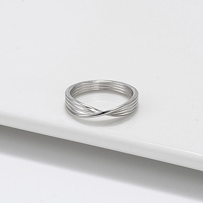 Кольцо из стерлингового серебра с родиевым покрытием, крест-накрест, на палец, с печатью s925