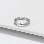 Rhodium Plated 925 Sterling Silver Criss Cross Finger Ring, with S925 Stamp