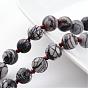 Natural Black Silk Stone/Netstone Necklaces, Beaded Necklaces, Frosted, 35.8 inch 