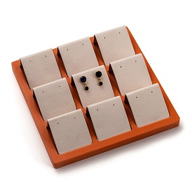 Resin Artificial Marble Finger Earring Display Tray, with 9 Grids PU Leather Holder, Jewelry Storage Box, Rectangle
