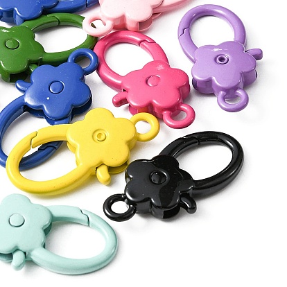 10Pcs Spray Painted Alloy Lobster Claw Clasps, Flower
