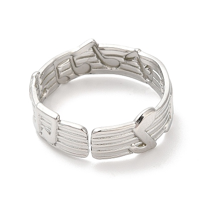 Ion Plating(IP) 304 Stainless Steel Cuff Wide Band Finger Rings, Musical Note Open Rings for Women