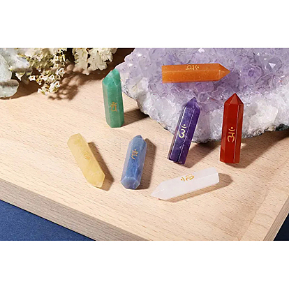7piezas de decoración de exhibición de piedras preciosas naturales, varitas de piedra curativa, para reiki chakra terapia de meditación decos, hexágono prisma