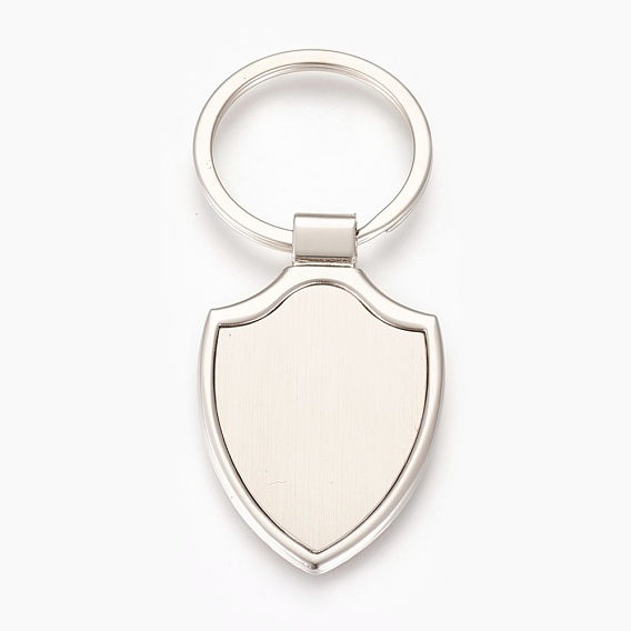Zinc Alloy Cabochon Settings Keychain, with Iron Ring, Shield