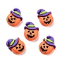 Pumpkin with Hat Opaque Resin Cabochons, for Halloween