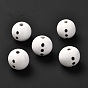 Printed Wood European Beads, Large Hole Beads, Christmas Theme, Round with Snowman Belly Pattern