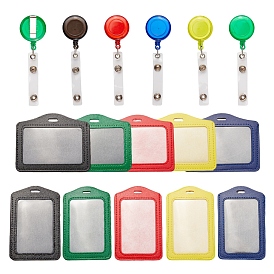 PandaHall Elite PVC Card Holders, with Reel Round Solid Translucent Pull Buckle, Platinum