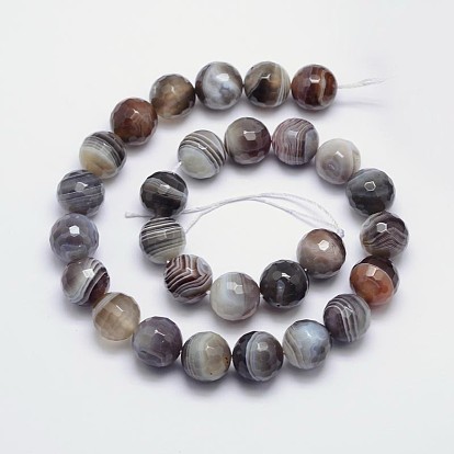 Faceted Natural Botswana Agate Round Beads Strands