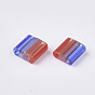 2-Hole Glass Seed Beads, Striped Seed Beads, Transparent Colours, Two Tone, Rectangle