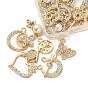 20 pcs 20 pendentifs en strass de cristal en alliage de style, avec perles en plastique ABS imitation perle, coeur et arbre et papillon et lune et couronne charmes