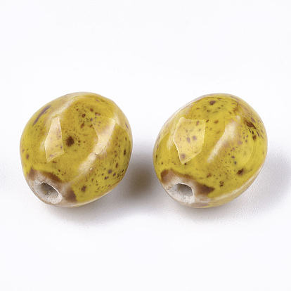 Perles en porcelaine manuelles, fantaisie porcelaine émaillée antique, ovale