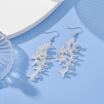 Boucles d'oreilles pendantes branches tressées en graines de verre, 316 bijoux en fil d'acier inoxydable surgica pour femmes