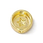 Laiton perles d'émail, plaqué longue durée, sans cadmium et sans plomb, réel 18 k plaqué or, plat et circulaire avec étoile