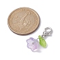 5Pcs Flower & Leaf Acrylic Pendant Decorations, with Alloy Lobster Claw Clasps