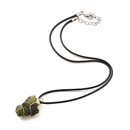 Glass Pendant Necklace for Men Women, Wrie Wrapped Irregular Glass Necklace