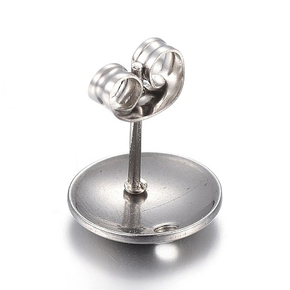 Ion Plating(IP) Stainless Steel Stud Earring Findings, Flat Round