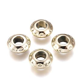 Nickel Free & Lead Free Golden Alloy European Beads, Long-Lasting Plated, Large Hole Rondelle Beads, 11x5mm, Hole: 4.5mm