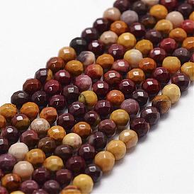 Natural Mookaite Beads Strands, Faceted, Round
