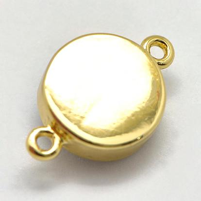 Connecteurs de liens de pierres précieuses, avec les accessoires en laiton, plat rond, facette, or