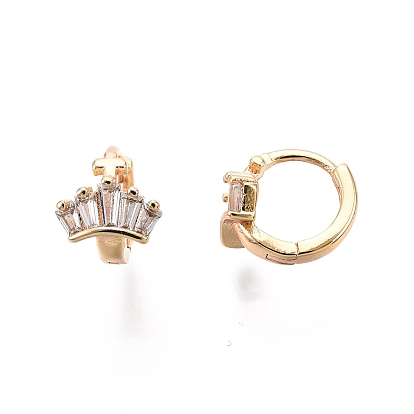 Прозрачная корона из кубического циркония с серьгами-кольцами, ионное покрытие (ip) латунные украшения для женщин, без никеля 