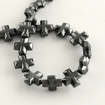 Non-magnetic Synthetic Hematite Bead Strands, Cross, Black