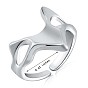 925 Sterling Silver Twist Heart Open Cuff Ring, Hollow Wide Ring for Women