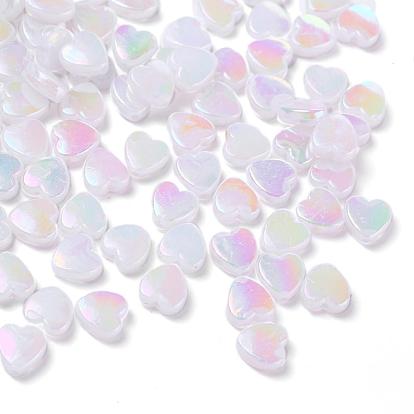 100Pcs Eco-Friendly Transparent Acrylic Beads, Dyed, AB Color, Heart