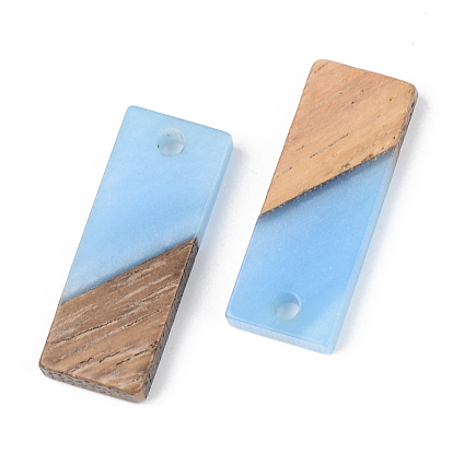Pendentifs en bois de résine et de noyer, rectangle, couleur mixte
