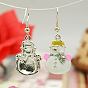 Fashion Earrings for Christmas, with Enameled Alloy Pendants and Brass Earring Hooks, 41mm