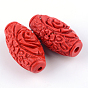 Carved Cinnabar Beads, Barrel