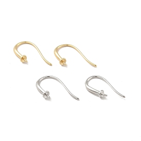 Rack Plating Brass Earring Hooks, for Half Drilled Beads, Long-Lasting Plated, Cadmium Free & Lead Free