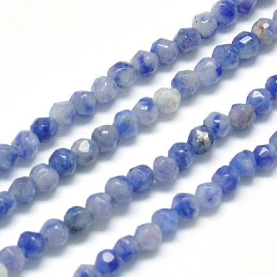 Sodalites naturelles brins de perles, facette, ronde, bleu, 2mm, Trou: 1mm