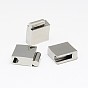 304 Stainless Steel Magnetic Clasps with Glue-in Ends, Rectangle, 40x15x6mm, Hole: 4x13mm