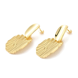 Twist Oval Brass Dangle Stud Earrings, Long-Lasting Plated, Cadmium Free & Lead Free