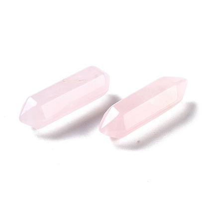 Faceted Natural Rose Quartz Beads, Healing Stones, Reiki Energy Balancing Meditation Therapy Wand, Double Terminated Point, for Wire Wrapped Pendants Making, No Hole/Undrilled