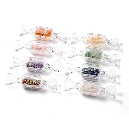 1360Pcs 8 Styles Natural Mixed Stone Chip Beads, No Hole/Undrilled, with Clear Plastic Candy Box