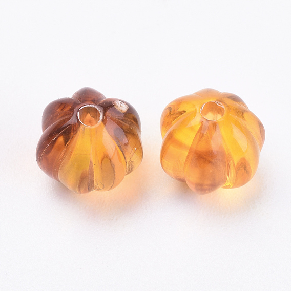 Perles ondulées acryliques, ambre d'imitation, ronde