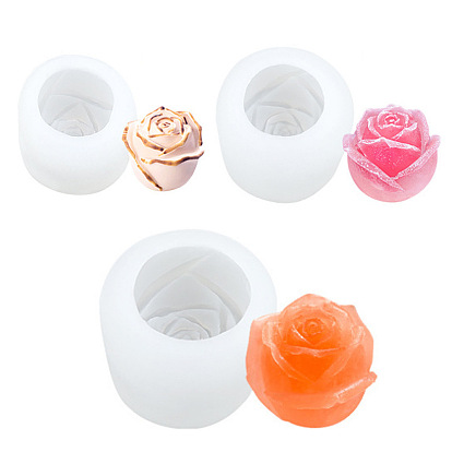 Rose Flower Shape DIY Candle Silicone Molds, for Scented Candle Making