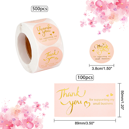 Thank You Sticker, Self Adhesive Stickers, Rectangle with Word Thank You for Supporting My Small Business