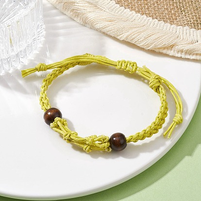 Fabrication de bracelets en macramé en coton ciré tressé réglable, support de pierre vide interchangeable, avec perle en bois