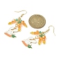 Alloy Enamel Rabbit & Carrot Dangle Earrings, Glass Cluster Earrings with Brass Pins