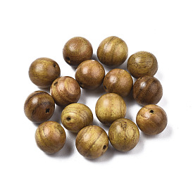 Perles de mala en bois de santal jaune, perles en bois ciré naturel, non teint, ronde, sans plomb