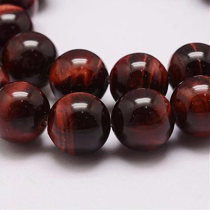 Natural & Dyed Tiger Eye Bead Strands, Grade A﹢, Round