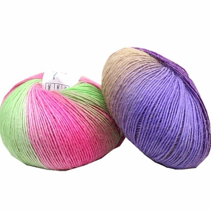 Rainbow Single-strand Dyed Thread Gradient Color Pure Wool Thread, Soft and Warm, for Hand-woven Shawl Scarf Hat