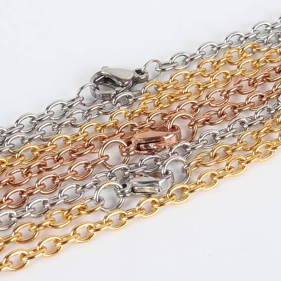 Vacuum Plating 304 Stainless Steel Cable Chain for Necklace Making, with Lobster Claw Clasps, 23.6 inch (599mm)